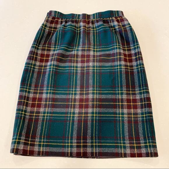 Vintage Couture Givenchy Green Plaid Pencil Skirt 40 - Picture 4 of 6